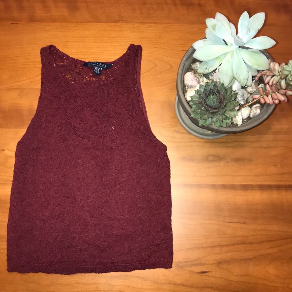 AMERICAN EAGLE SOFT AND SEXY RED CROP TOP